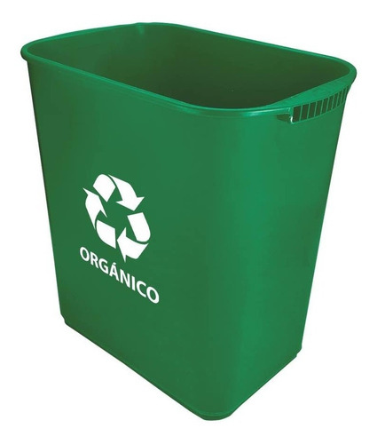 Bote De Basura Jumbo 26l Sin Asas Con Impresión Orgánico Color Verde