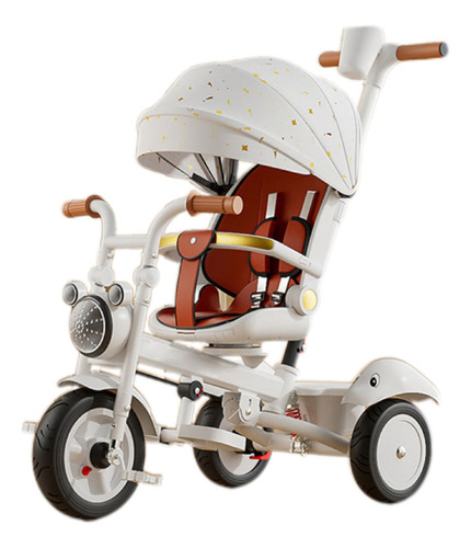 Triciclo Para Bebé Plegable Carretilla Niña Con Toldo 5 En 1 Color Blanco