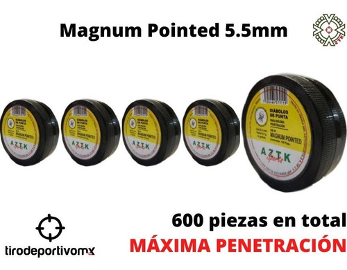 5pack Diabolo Aztk Dm55 Magnum Pointed Cal. 5.5mm Con 120pz