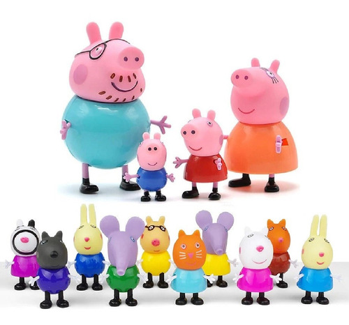 Figuras Peppa Pig Familia Y Amigos 14 Pcs Juego Baño Ducha