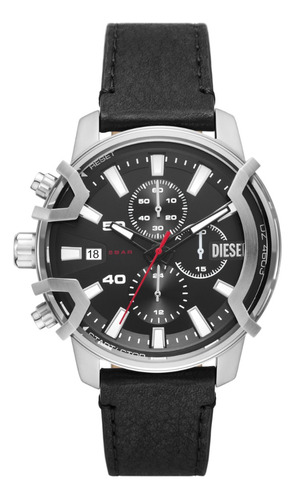 Relógio masculino DZ Griffed Analog, pulseira de couro, cor preta