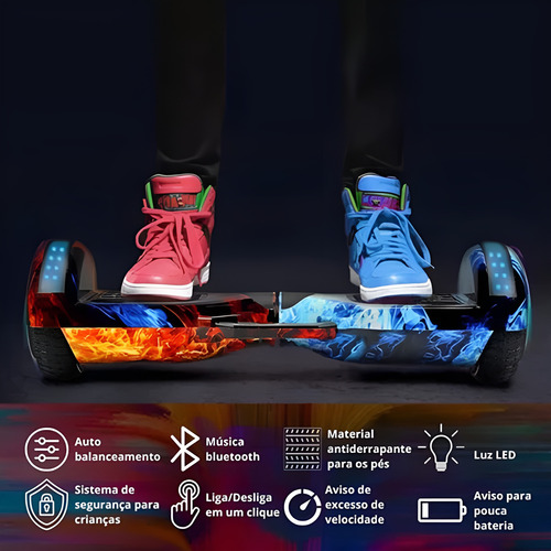 Hoverboard Skate Elétrico Original 6.5 Led Bluetooth Cores