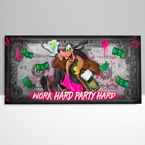 Cuadro Moderno En Tela Canvas Dólar Goofy 40x90 Cms 