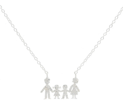 Cadena Y Dije Familia Niños Con Cubic Plata925 Regalo Madre