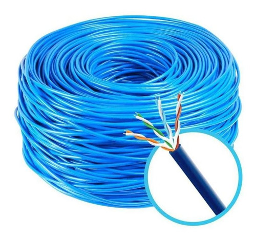 Imagem 2 de 5 de Caixa Cabo De Rede E Alarme Azul 4 Pares Cat5 305 Mts