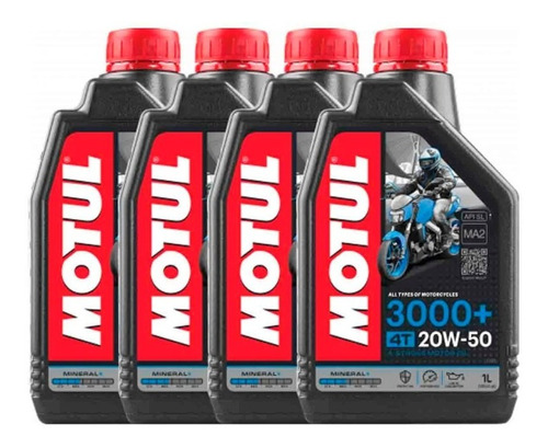 Óleo De Motor Para Motos Motul 3000+ 20w-50 4t 4l