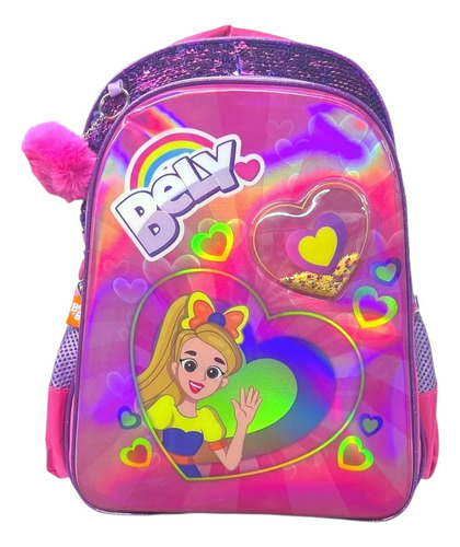 Kit Mochila Bely Primaria Niña Prinss Lentejuela Orignal Color Bely Rosa Pk Diseño De La Tela 3d