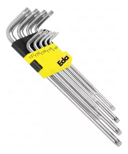 Chave Torx Tipo L Extra Longa 9 Peças T10 A T50