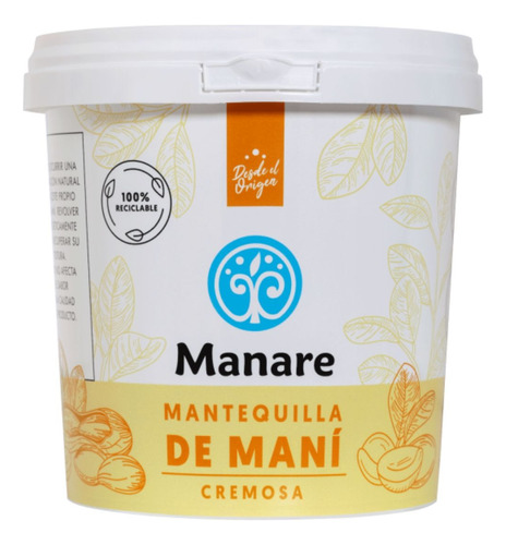 Mantequilla De Mani Manare 1 Kg Andina Grains