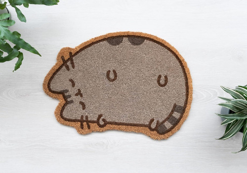 Tapete Tipo Alfombra Para Entrada Gato Pusheen Cat 60x43 Cm Ancho 2 Cm Color Marrón Claro Diseño De La Tela Animal Print Largo 60 Cm