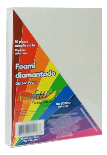 Foami Diamantado Paquete C/10 Piezas T/carta V Colores Foamy Color Blanco