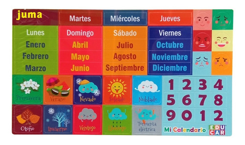 Imagen 2 de 4 de Calendario Magnético Didáctico/ Estaciones Meses Días/ Niños