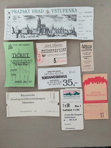 Boletos Antiguos De Entradas A Praga, Ámsterdam, Alemania 95