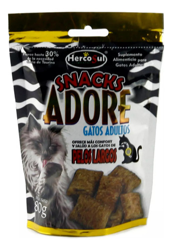 Alimento Gato Adultos Pelos Largos Adore Snack 5 X 80g