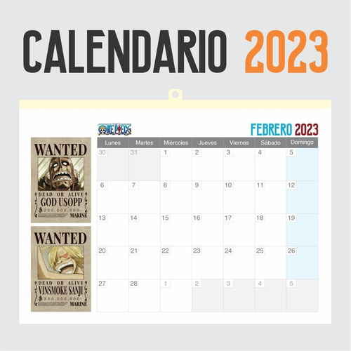 Imagen 3 de 6 de Calendario 2023 Anime Wanted One Piece - Animeras