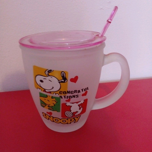 Taza Snoopy Original Trae Tapa Y Cucharita Modelo 2