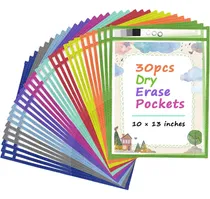 Comprar 30 Bolsillos De Borrado Seco Extra Grandes, Fundas Reut...