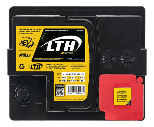 Batería Lth Lincoln Nautilus Híbrido 2024 - L-140r-570