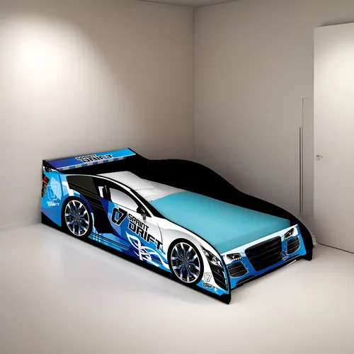 Cama Auto Para Niños 1 Plaza Infantil Diseño Moderno Drift Azul