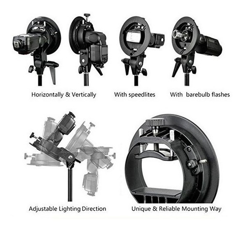 Imagen 4 de 6 de Rotula Bracket Para Flash De Zapata Godox Tipo S Con Montura Bowens