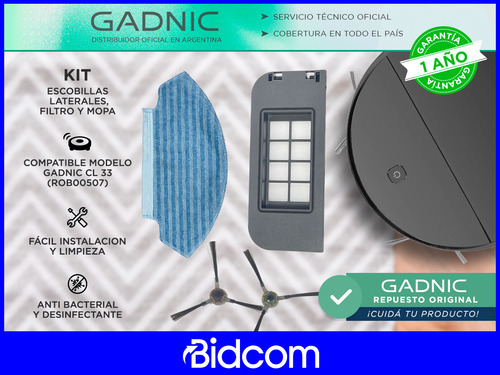 Kit Repuestos Mopa Filtro Cepillo Gadnic Aspiradora Rob00507