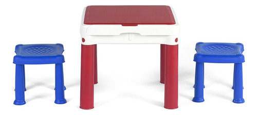 Juego De Mesa Y Banco Infantil Keter Desmontable Rojo Azul