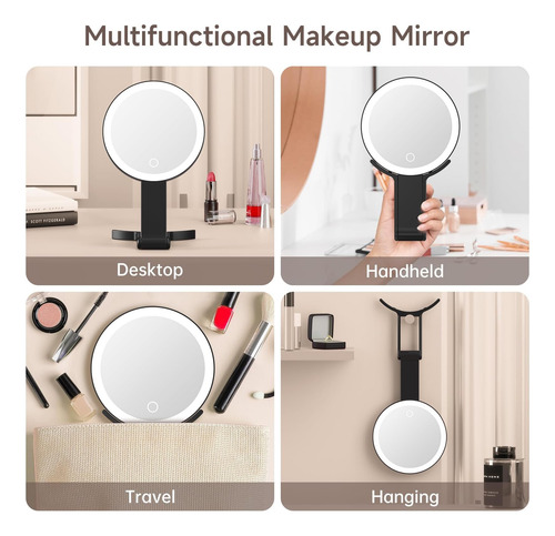 Espejo De Aumento Portátil Con Luz, Espejo De Maquillaje De