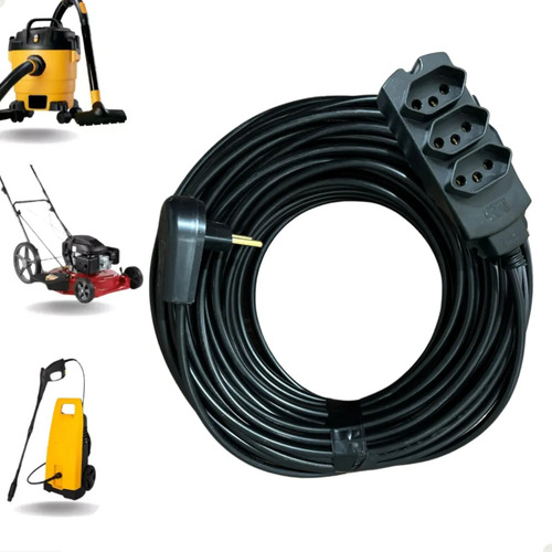 Extensão 5 Metros Grossa Cabo Pp Fio 2x2,5mm Tomada Tripla