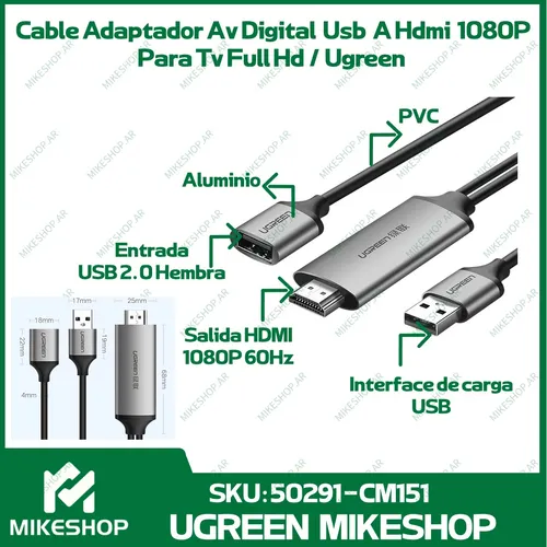 Cable Adaptador Av Digital Usb A Hdmi Para iPhone Y Android