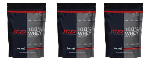 Atacado 3 100% Whey Md Muscle Definition  Protein 900g Refil
