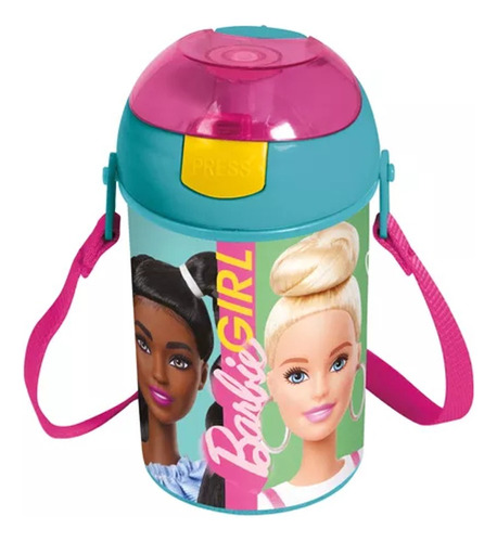 Cantimplora Infantil Escolar Pop Up 450ml Con Correa Color Barbie