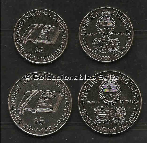 2 Y 5 Pesos Convencion Constituyente 1994, Km 114-5, Xf