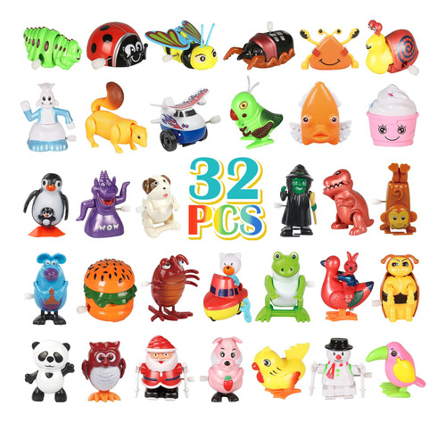 Pack De 32 Juguetes Infantiles Animales De Cuerda Para Diver