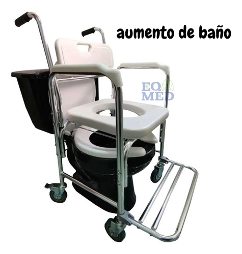 Silla Comodo Ducha Aumento Para Wc Baño 3 En 1 Aluminio Lujo