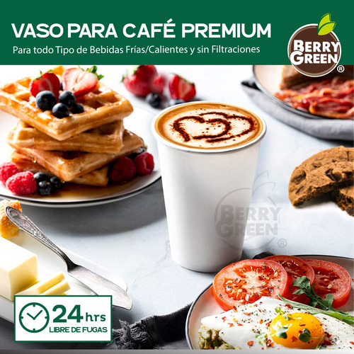 Berry Green 500 vasos desechables para café 16 oz (473 ml) con tapa y manga protectora resistentes sin derrames biodegradables ideales para bebidas calientes