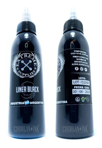 Imagen 4 de 7 de Tinta Tattoo Extreme Liner Black X 2oz Tatuajes Tatuar