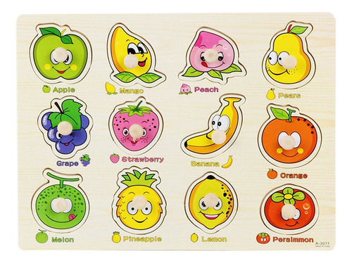 Puzzle De Madera Para Agarrar A Mano, Rompecabezas De Frutas
