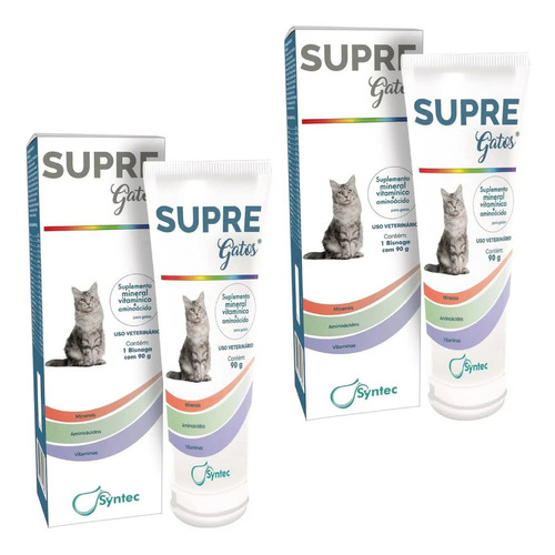 2 Supre Gatos Bisnaga 90 Gr - Suplemento Para Gatos - Syntec