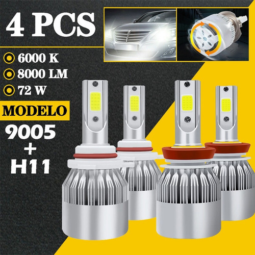 9005 H11 Blanco Kit Faros Led Luz Alta Y Baja Para Chevrolet