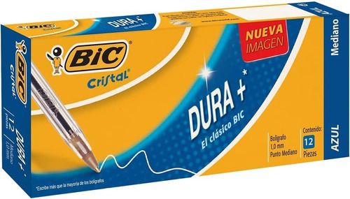 Pluma Lapicero Bic Dura+ Punto Mediano 1 Mm Caja 12 Piezas 