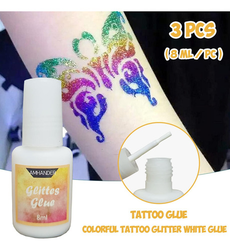 Pegamento Temporal Para Tatuajes - Botella De Cepillo Con Pe