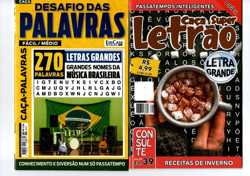 Kit 45 Caça Palavras Letrão Só Letra Grande Sem Repetições