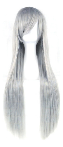 Peruca Wig Super Longa 1 Metro Cosplay Fantasia Cinza