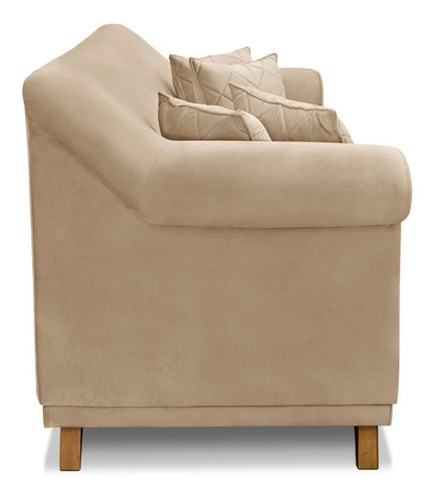 Kit Poltrona E Sofá Living 2 Lugares 1,60m Vênus Suede Bege