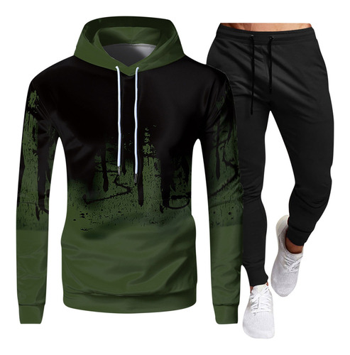 X Hombre Sudadera Bolsillo Pantalones Ab48 Traje Deportivo C