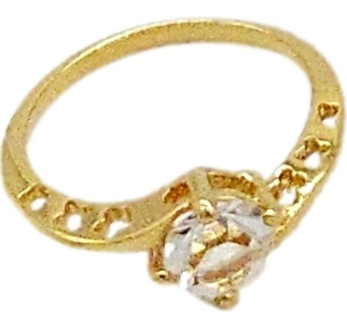 Anillo De Oro 18k Laminado Con Piedra Cristal Compromiso 