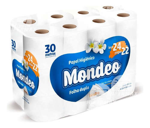 Papel Higiénico Mondeo 30 Mts, 24 Rollos, Confort