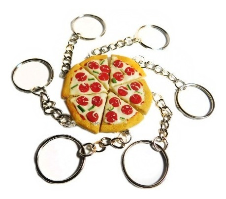 Llavero unisex de la amistad Mjartoria 6 porciones de pizza que se combinan como un puzle lote de 6 unidades