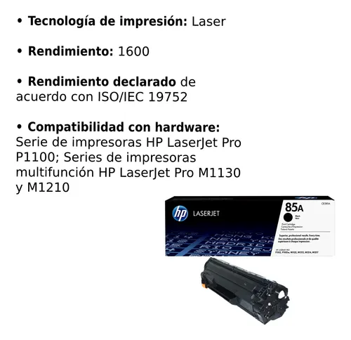 Cartucho De Toner Hp 85a Negro Laserjet Original