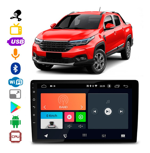 Mp5 Fiat Strada 2020 A 2021 9 Pol Bt Android App Bt + Câmera